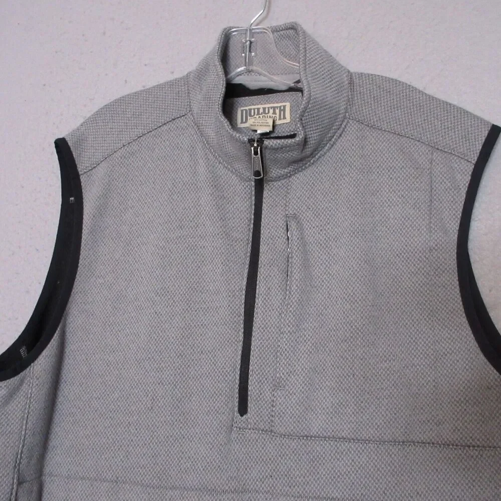 Duluth Trading Co Vest Men Large Gray Fleece Chest Pocket‎ Outdoor Camp Casual